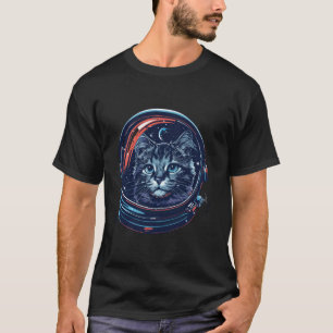 Camiseta Gato Cósmico Astronauta Vintage Amante do Espaço G