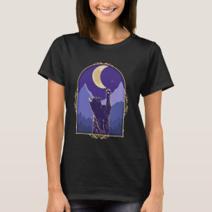 Camiseta Gato Cósmico Crescente Moon Star Mística Celestial