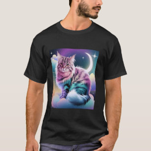 Camiseta Gato Cósmico Galáxia Universo Luar Arte Gato Lunar