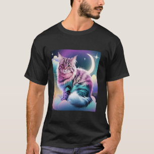 Camiseta Gato Cósmico Galáxia Universo Luar Arte Gato Lunar