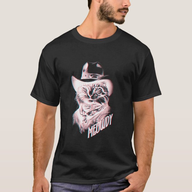 Camiseta Gato Cowboy Engraçado Meowdy (Frente)