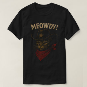 Camiseta Gato Cowboy Engraçado "Meowdy" Design Ocidental