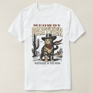Camiseta Gato Cowboy Engraçado – Parceiro Meowdy Gato Weste