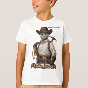 Camiseta Gato Cowboy Russian Blue – Construindo Liberdade