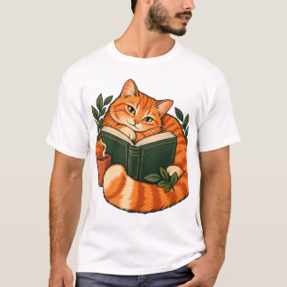 Camiseta Gato Cozy de Leitura Amante de Livros