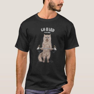 Camiseta Gato Creme Treinamento De Músculo Levantamento De 