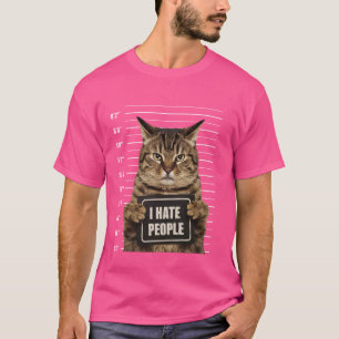 Camiseta Gato Criminoso Preso Que Odeio Pessoas