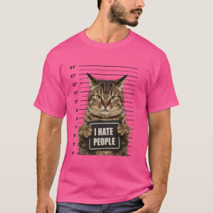 Camiseta Gato Criminoso Preso Que Odeio Pessoas