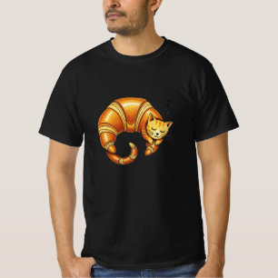 Camiseta Gato croissante adormecido - Gato giro e engraçado
