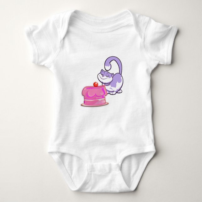 Camiseta Gato Cupcake Roxo Fofo (Frente)