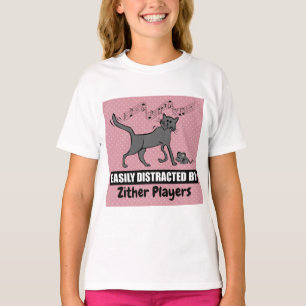 Camiseta Gato curioso facilmente distraído por jogadores Zq