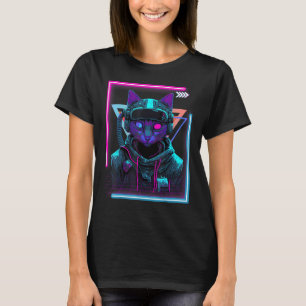 Camiseta Gato Cyberpunk Futurista Punk