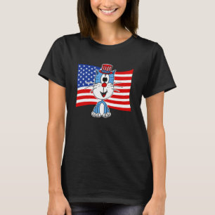 Camiseta Gato da 4 de Julho Bandeira Americana, Dia da Inde