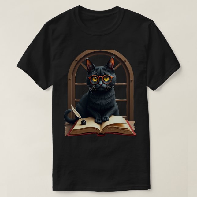 Camiseta Gato da Academia Sombria com Design de Amante de L (Frente do Design)