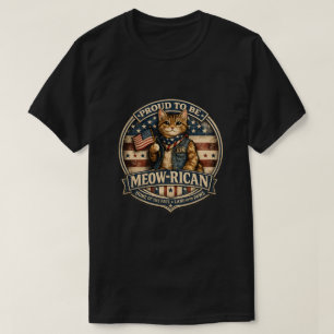 Camiseta Gato da Bandeira Americana Vintage Pai Gato Mascul