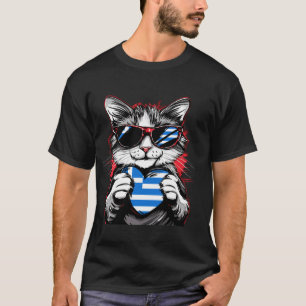 Camiseta Gato da Bandeira da Grécia Helenos Orgulho Grego G