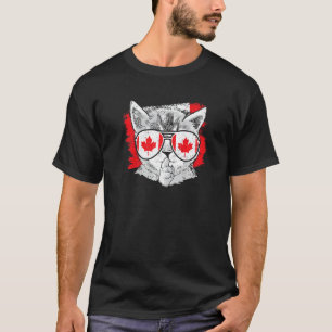 Camiseta Gato da Bandeira do Canadá Óculos de Sol Canadense