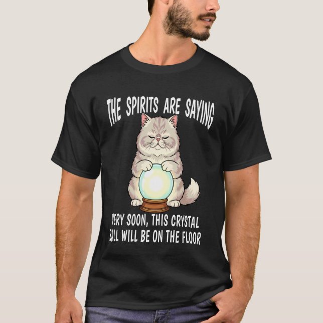 Camiseta Gato da Casa da Vidente com Bola de Cristal Em cim (Frente)