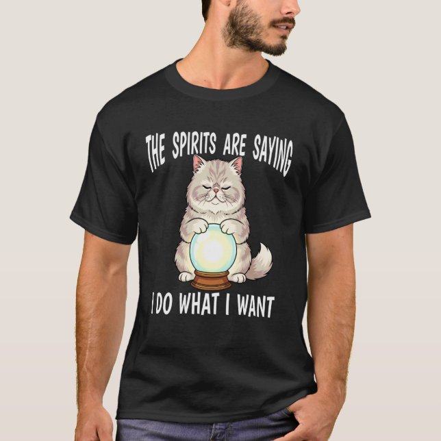 Camiseta Gato da Casa da Vidente com Bola de Cristal Faça O (Frente)