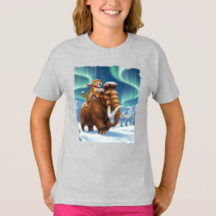 Camiseta Gato da era glacial cavalgando nas costas de um ve