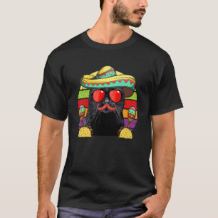 Camiseta Gato da Festa Sombrero Tacos Maracas Cinco De Ma