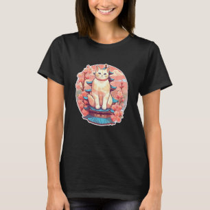 Camiseta Gato da Flor de Cerejeira Sakura Vintage Japonês 8