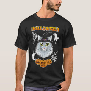 Camiseta Gato da Floresta Norueguesa I Feliz Halloween
