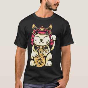 Camiseta Gato da Fortune do Samurai Maneki Neko, um japonês