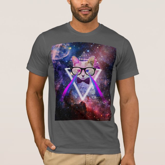 Camiseta Gato da galáxia do hipster (Frente)