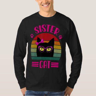 Camiseta Gato Da Irmã Retro Cuta Com Óculos Leopardo Rosa V