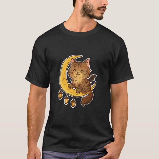 Camiseta Gato da Lua com Lanternas Penduradas (Frente)