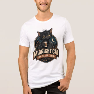 Camiseta Gato da Meia-Noite Clube Sem Sono Café Gato Preto