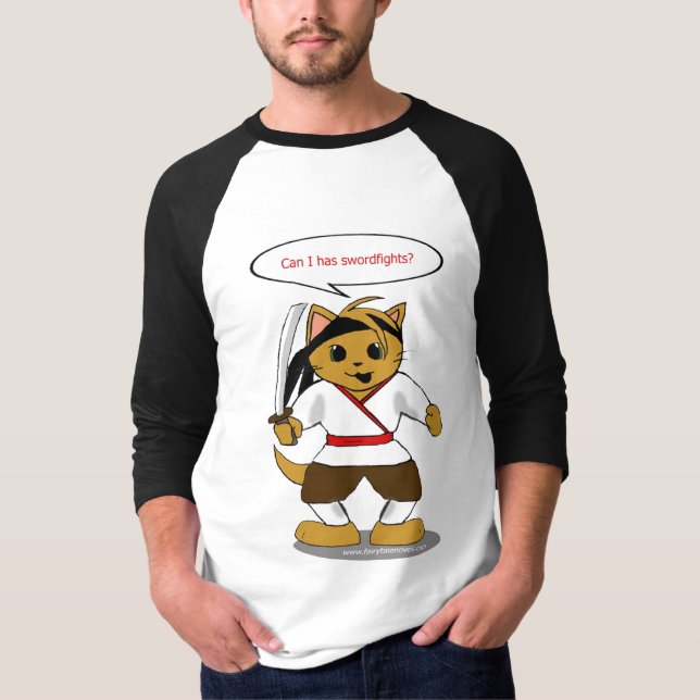 Camiseta Gato da segurança do samurai (Frente)