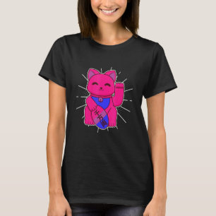 Camiseta Gato da Sorte Orgulho Bissexual LGBTQ+ Assexualida