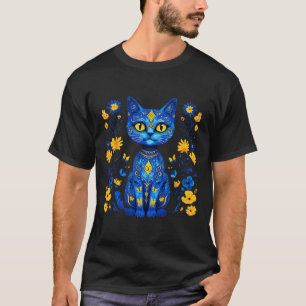 Camiseta Gato da Ucrânia Floral Bandeira Ucraniana Vintage