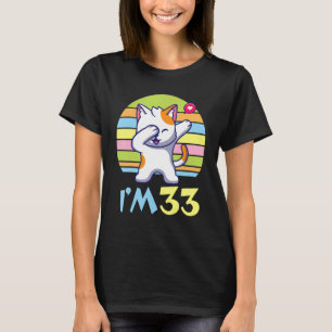 Camiseta Gato Dabbing Com Coração Feliz Comigo 33 Anos
