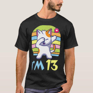 Camiseta Gato Dabbing Com Coração Feliz Por Mim 13 Anos