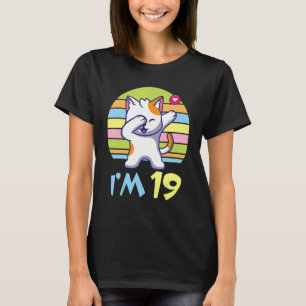 Camiseta Gato Dabbing Com Coração Feliz Por Mim 19 Anos