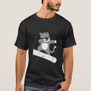 Camiseta Gato Dabbing Snowboard Esquiando Gatinho Gatos