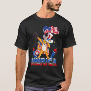 Camiseta Gato Dabbing Tio Sam 4 de Julho Patriótico America