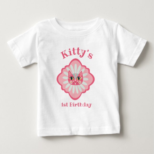 Camiseta Gato Daisy Kitty rosto 1º aniversário (Frente)