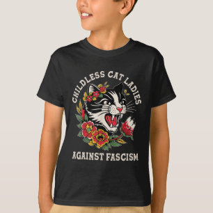 Camiseta Gato Damas Contra Fascismo Engraçado Gato Feminist