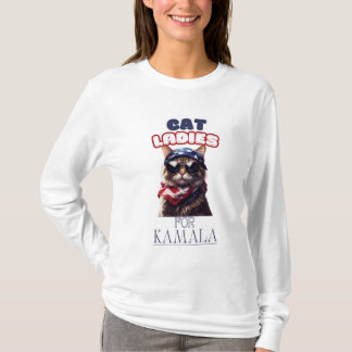 Camiseta Gato Damas Para Kamala EUA