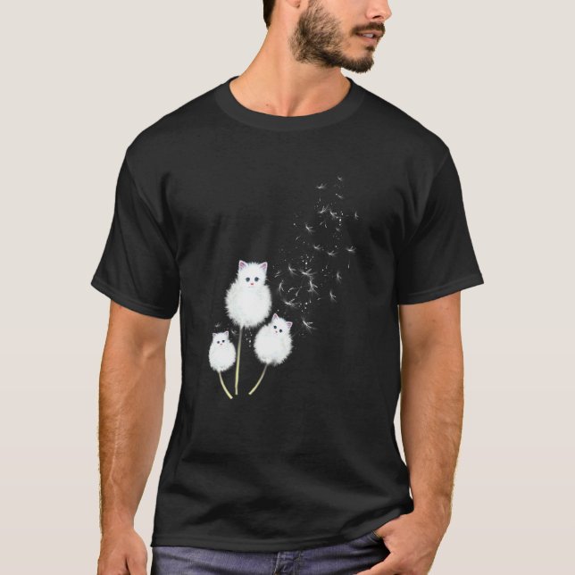 Camiseta Gato Dandelion Flor Sk (Frente)