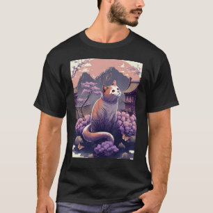 Camiseta Gato das flores de cerejeira Sakura estética japon