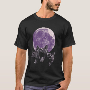 Camiseta Gato de 3 Cabeças Meme Fase da Lua Cheia Acadêmico