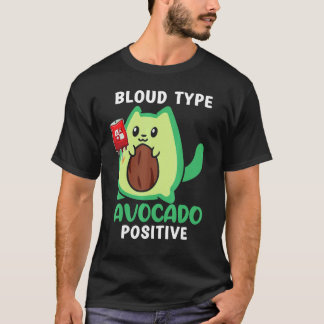 Camiseta Gato de Abacate do Tipo Sanguíneo Positivo  Guacam