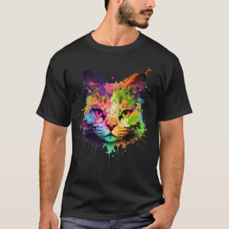 Camiseta Gato de abertura de Grafite de Neon Bonito