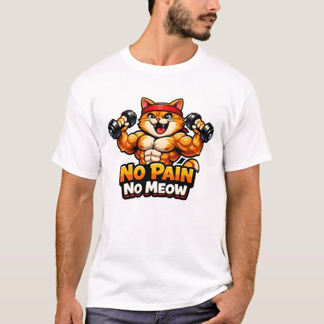 Camiseta Gato de Academia Engraçado – Sem Dor Sem  (Frente)