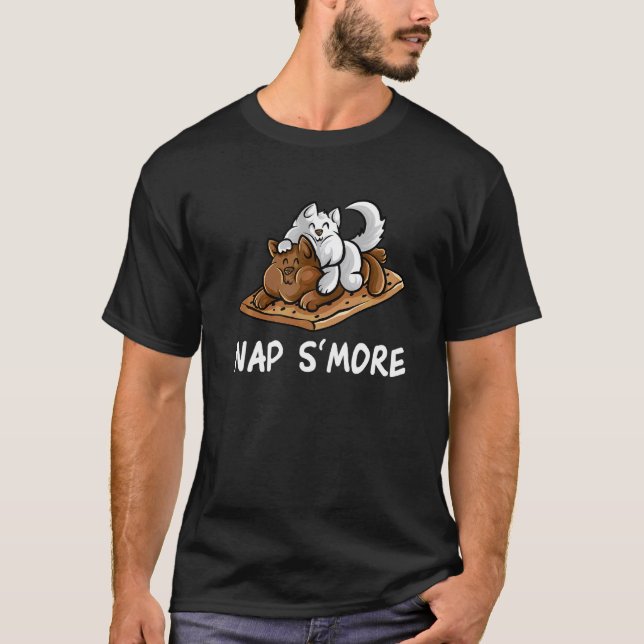 Camiseta Gato de Acampamento de Marshmallow S'more Sonolent (Frente)